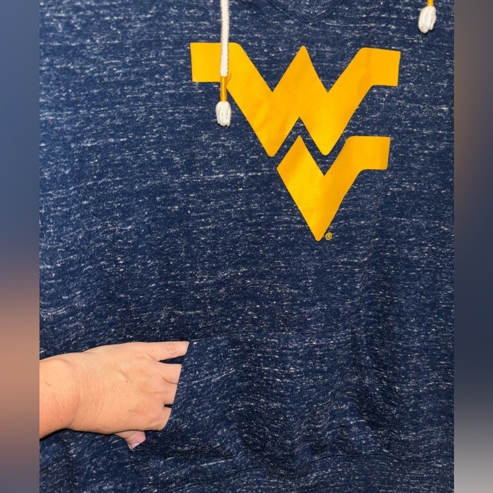 Women's Colosseum Heathered Navy West Virginia Mountaineers Hoodie T-Shirt SZ L‍ - Picture 2 of 12